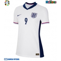 Camisa de Futebol Inglaterra Harry Kane #9 Equipamento Principal Mulheres Europeu 2024 Manga Curta